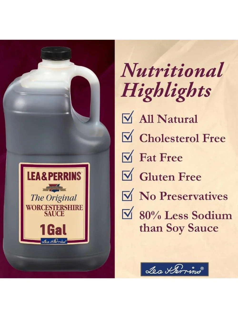 Original Worcestershire Sauce, 1 Gallon Jug - Bold Flavor for Cooking & Grilling